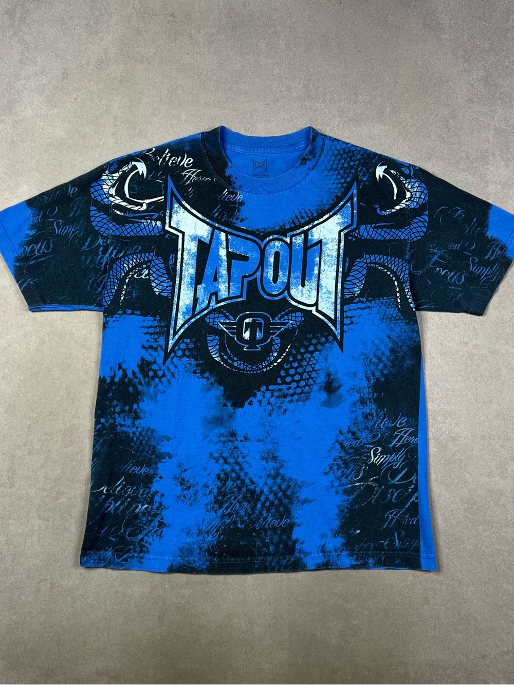 Tapout Blue and Black Graphic Short Sleeve Tee Y2K Shirt